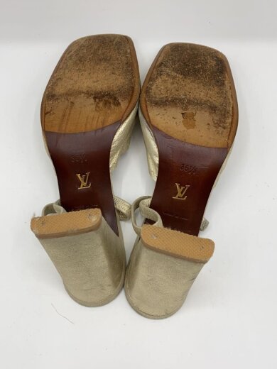 商品画像：スクエアトゥ ミュール/サンダル/36.5/GLD/レザー 8