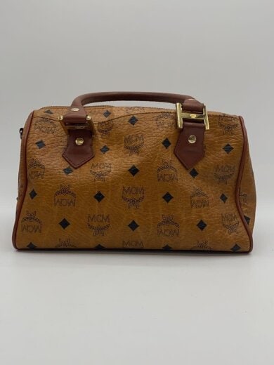 画像：MCMボストンバッグ/レザー/CML/総柄/内側汚れ、金具塗装剥がれ、型崩れ有3