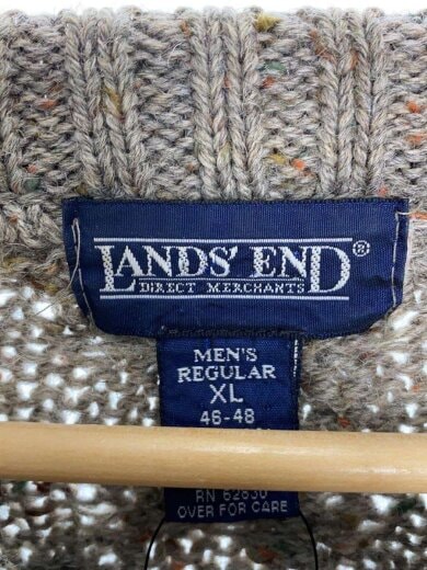 商品画像：ケーブルニット/フィッシャーマンニット/XL/ネップウール/グレーベージュ/イングランド製 3