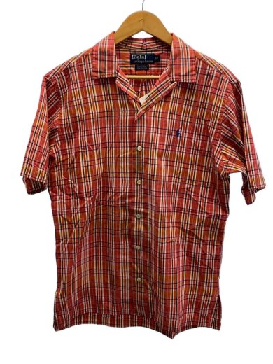 商品画像：90s/CALDWELL/オープンカラー/半袖シャツ/S/コットン/レッド/チェックシャツ/開襟シャツ 1