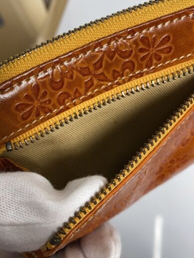 商品画像：ミニウォレット/カードケース/牛革/ブラウン/花柄型押し/レディース/0038953/財布 7