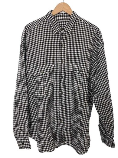 画像：Porter Classic長袖シャツ/L/リネン/BLK/チェック/PC-016-39781