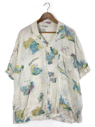 商品画像：アロハシャツ/XL/レーヨン/WHT 1