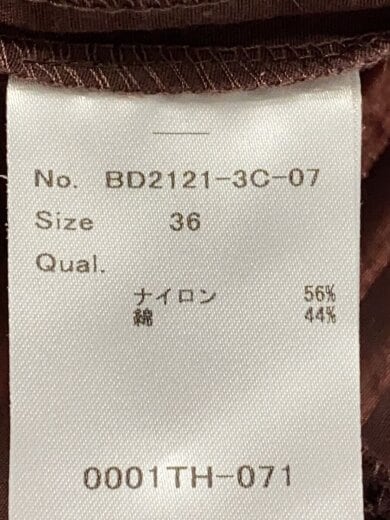 商品画像：ノーカラー長袖ブラウス/36/ナイロン/BRW/無地// 4