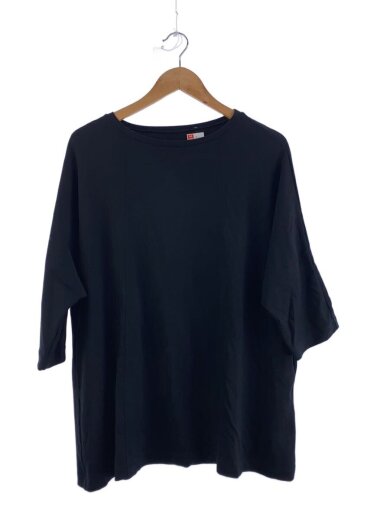 商品画像：７分袖カットソー/--/レーヨン/BLK/無地 1