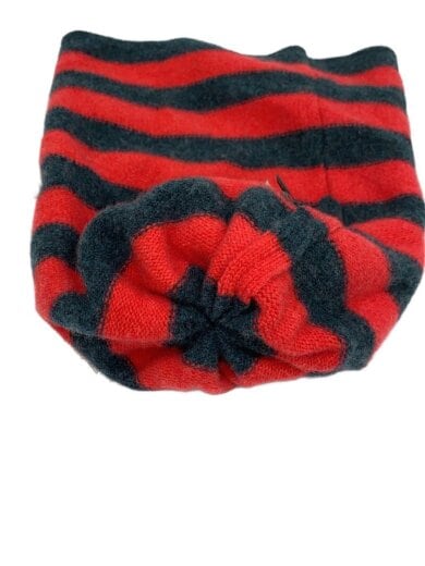 商品画像：ニットキャップ/--/ウール/RED/ボーダー/レディース/ポンポン付き 3