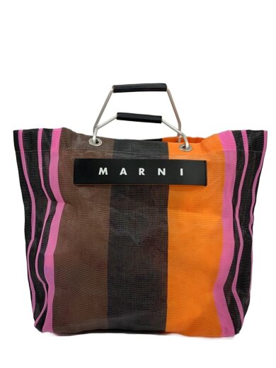 商品画像：バッグ/--/マルチカラー/ストライプ/フラワーカフェ/メッシュトート 1