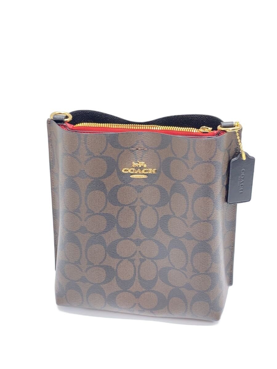 COACH / モリー・バケットバッグ22_シグネチャー_ブラックレザー/--/BRW/総柄