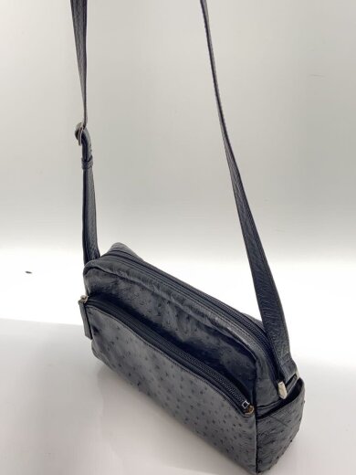 商品画像：オーストリッチレザーショルダーバッグ JRA/ブラック/内側汚れ・使用感有 2