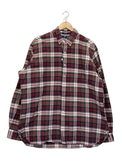 商品画像：90s/長袖BDシャツ/タータンチェック/片ポケ/緑ポニー/XL/コットン/RED// 1