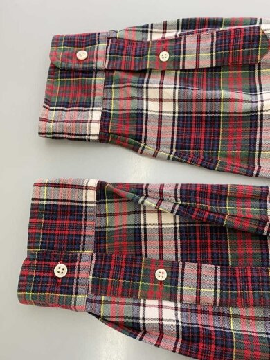 商品画像：90s/長袖BDシャツ/タータンチェック/片ポケ/緑ポニー/XL/コットン/RED// 5