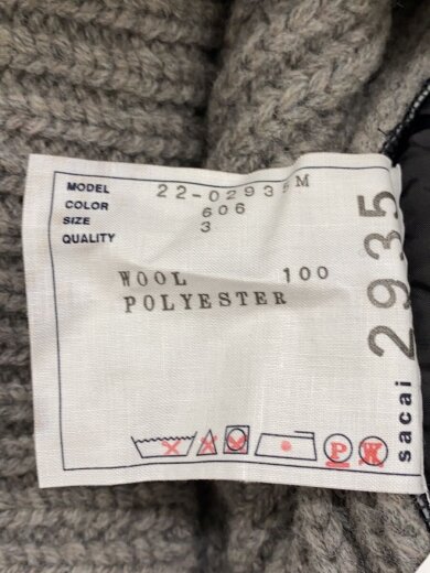 画像：sacaiフリースジャケット/3/ウール/GRY//3