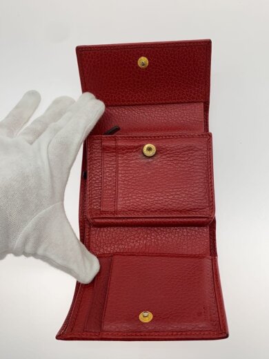 商品画像：2つ折り財布/レザー/RED/無地/レディース/546584・0416 4