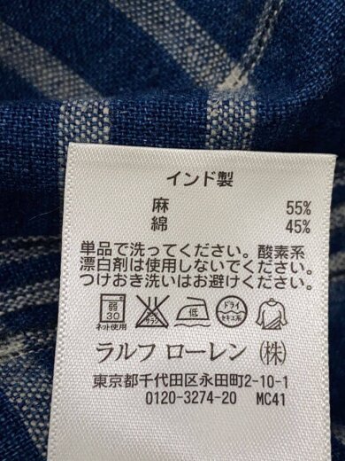 商品画像：長袖シャツ/XS/リネン/BLU/チェック 4