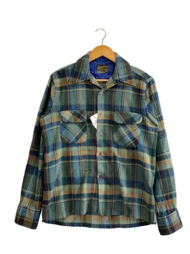 商品画像：60s-70s/オープンカラーシャツ/M/ウール/GRN/チェック// 1