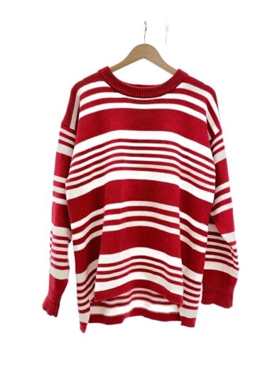 商品画像：ニット・セーター(薄手)/M/コットン/RED/ボーダー/90s 1