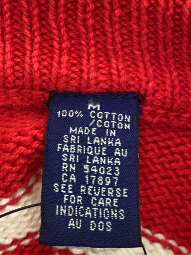 商品画像：ニット・セーター(薄手)/M/コットン/RED/ボーダー/90s 4