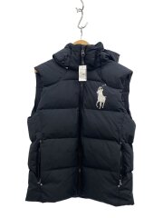 リップストップフーデットダウンベスト/M/ポリエステル/BLK/ビッグポニー