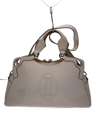 商品画像：ハンドバッグ/レザー/WHT/無地 1