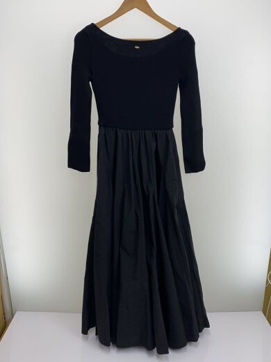 画像：anuans長袖ワンピース/1/レーヨン/BLK/無地/1525531084-02