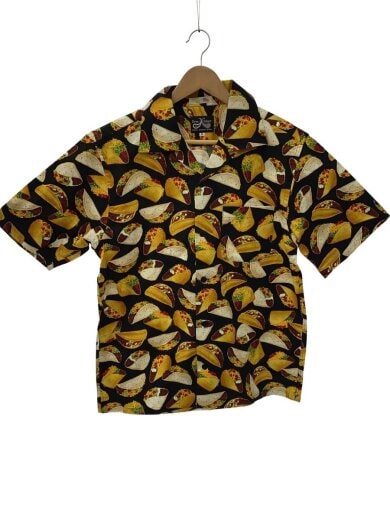商品画像：半袖シャツ/S/コットン/BLK/総柄/BURGER 1