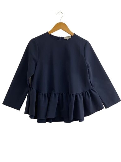 商品画像：ストレッチフリルブラウス/38/ポリエステル/NVY/無地/YR2021-094AW-3 1