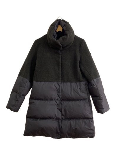 商品画像：ロングダウンジャケット/38/ウール/BLK/無地/ワッペンハガレ有 1