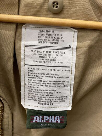 商品画像：M-65/USA製/民間/ミリタリージャケット/XL/コットン/KHK/無地 4