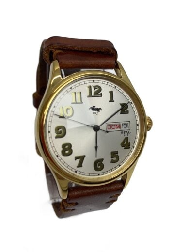 商品画像：クォーツ腕時計/アナログ/レザー/WHT/BRW 1