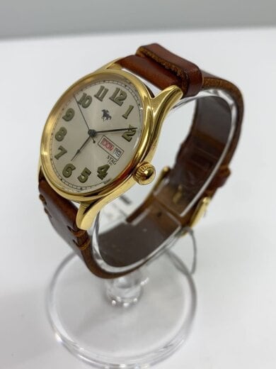 商品画像：クォーツ腕時計/アナログ/レザー/WHT/BRW 2