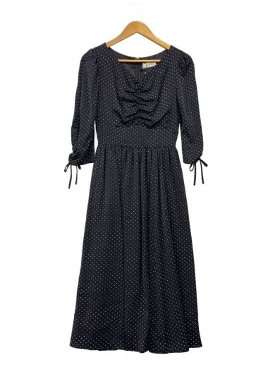 商品画像：7分袖ワンピース/FREE/ポリエステル/BLK/ドット 1