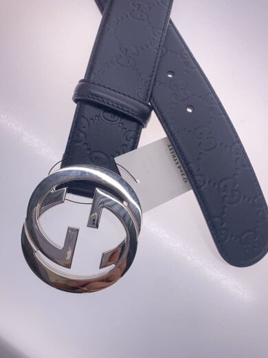 商品画像：インターロッキングG バックルベルト/レザー/BLK/95・38/411924 CWC1N 2