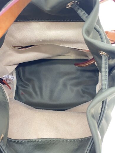 商品画像：レザーストラップ/巾着バッグ/ナイロン/KHK 6