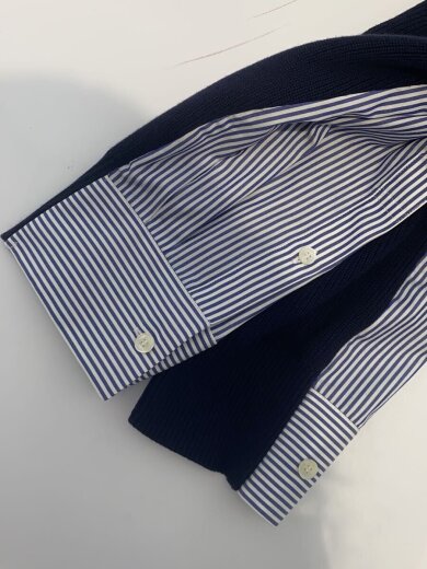 商品画像：シャツドッキングカーディガン/2/コットン/NVY/ストライプ/SCW-119 6