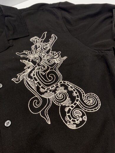 商品画像：Embroidered Dragon Shirt /長袖シャツ/L/レーヨン/BLK 7