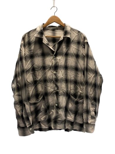 商品画像：Open Collar Shirts LS/レーヨン混/M/コットン/GRY/オンブレCK// 1
