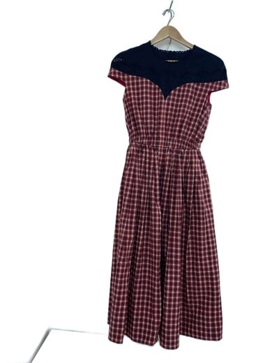 画像：FENDIMadras-check cotton dress/38/ポリエステル1