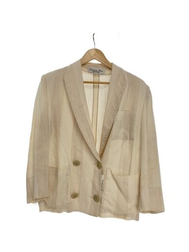 商品画像：テーラードジャケット/M/リネン/CRM/ストライプ/0F00700 1