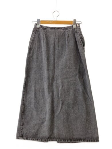 商品画像：レースアップ/スリット/ロングスカート/M/デニム/BLK/無地/IS31-FG052 1