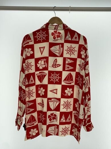 商品画像：長袖/マリン柄/アロハシャツ/--/--/RED/総柄 2