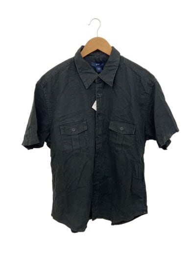 商品画像：02SS//半袖シャツ/XL/リネン/BLK/無地 1