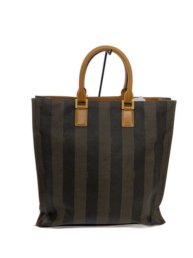 商品画像：内側汚れ有/角スレ有/ペカン/トートバッグ/レザー/BRW/ストライプ 1