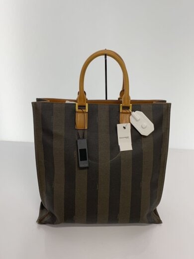 商品画像：内側汚れ有/角スレ有/ペカン/トートバッグ/レザー/BRW/ストライプ 3