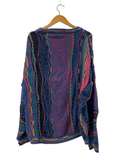商品画像：90s/3Dニット/セーター/XL/コットン/マルチカラー/総柄 2