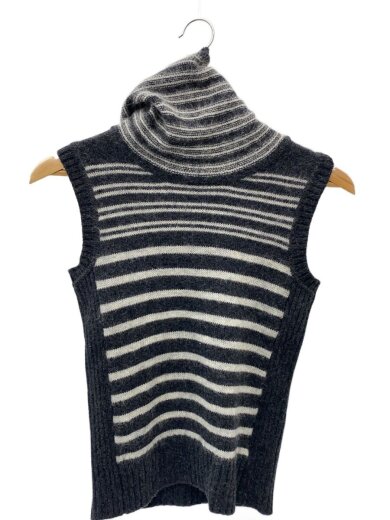商品画像：ニットベスト(薄手)/1/カシミア/BLK/ボーダー/FB038-678-07 1