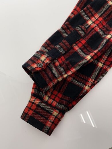 商品画像：40～50s/マチ付/皿ボタン/長袖シャツ/RED/チェック 3