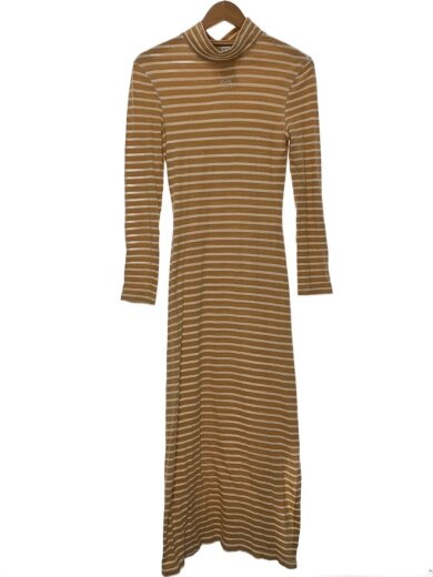 商品画像：Stripe High Neck Jersey Dress/長袖ワンピース/S/コットン/CML/ボーダー// 1