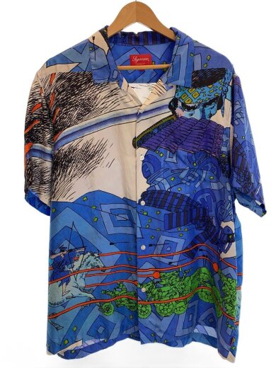 商品画像：半袖シャツ/XL/シルク/BLU/総柄 1