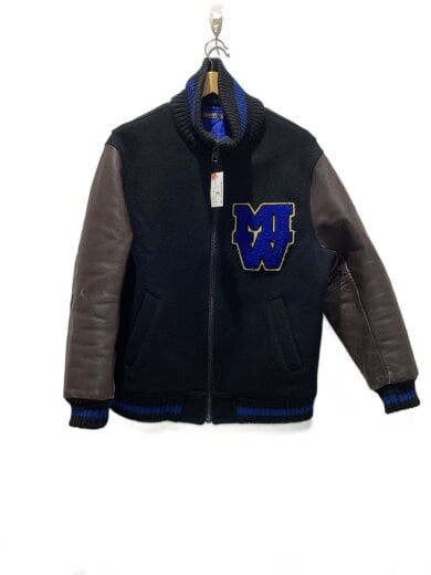 商品画像：KNOT by MIW PRODUCTS/袖革/スタジャン/3/ウール/BLK 1