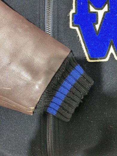 商品画像：KNOT by MIW PRODUCTS/袖革/スタジャン/3/ウール/BLK 5